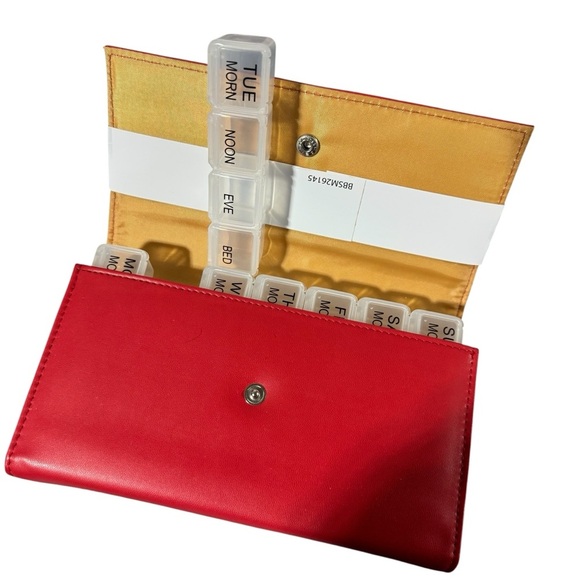 Buxton Red Weekly Pill Organizer - Picture 3 of 4